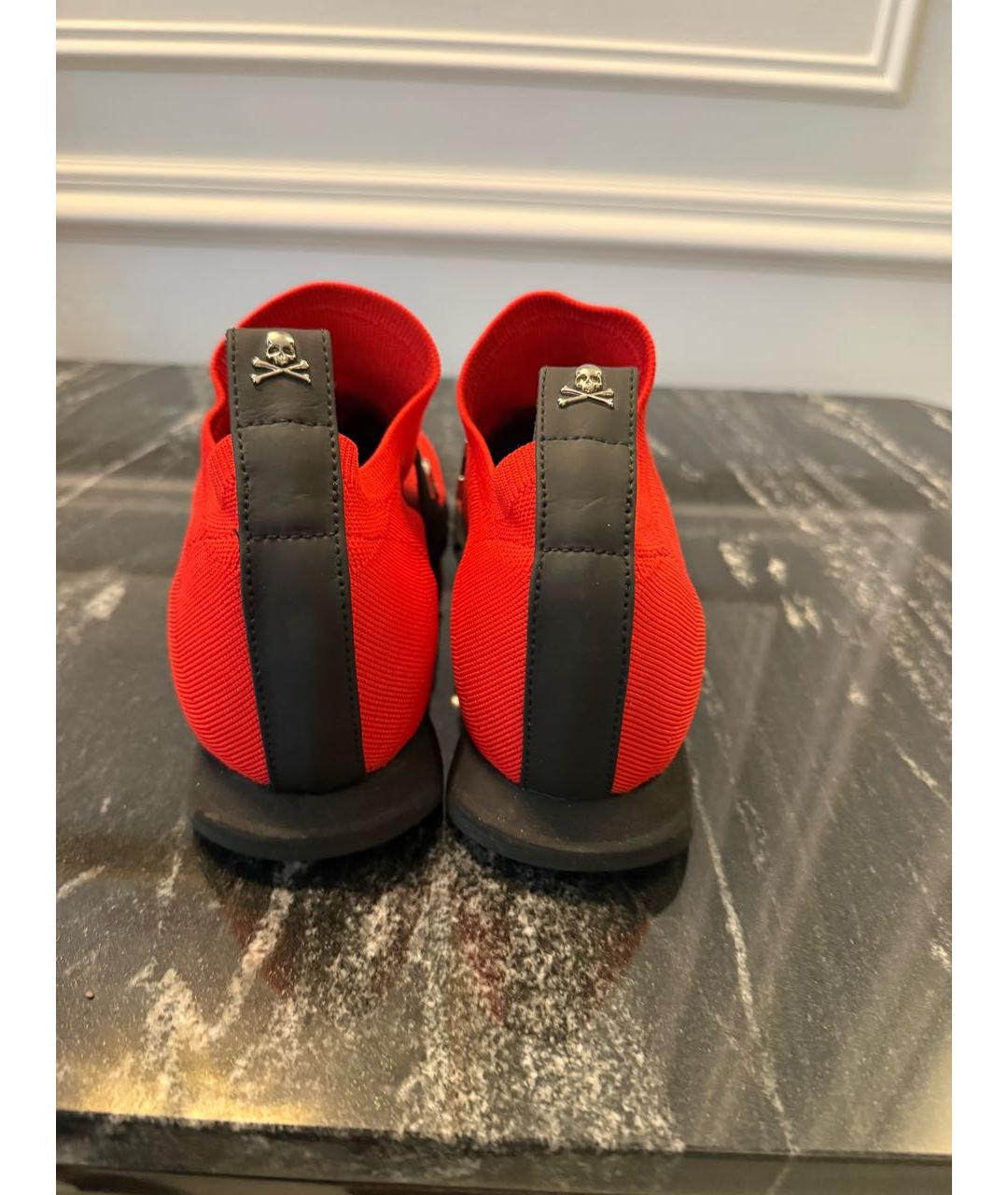 PHILIPP PLEIN Красные текстильные кроссовки, фото 4