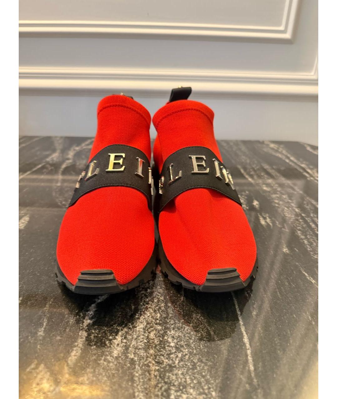 PHILIPP PLEIN Красные текстильные кроссовки, фото 3