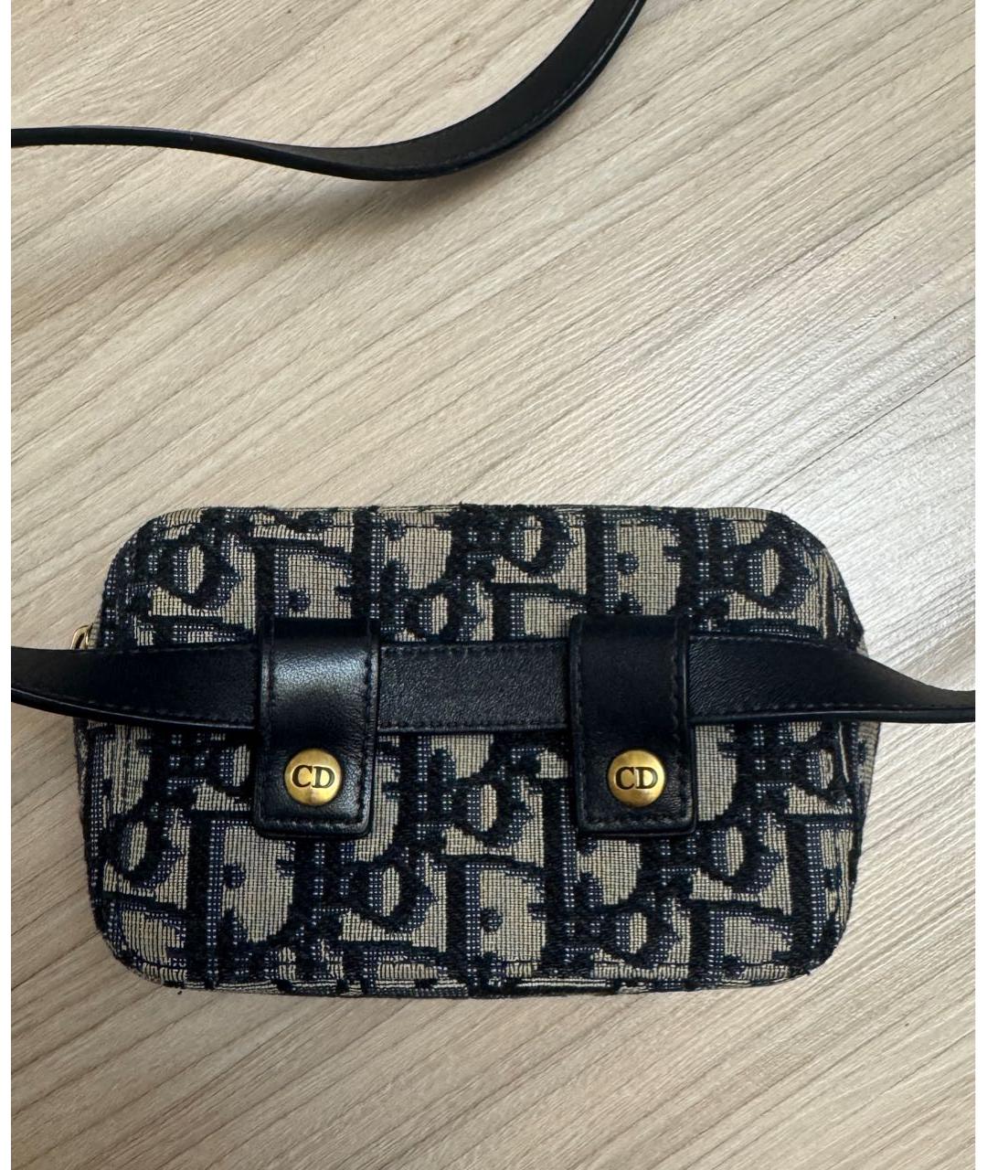 CHRISTIAN DIOR Темно-синяя жаккардовая поясная сумка, фото 2