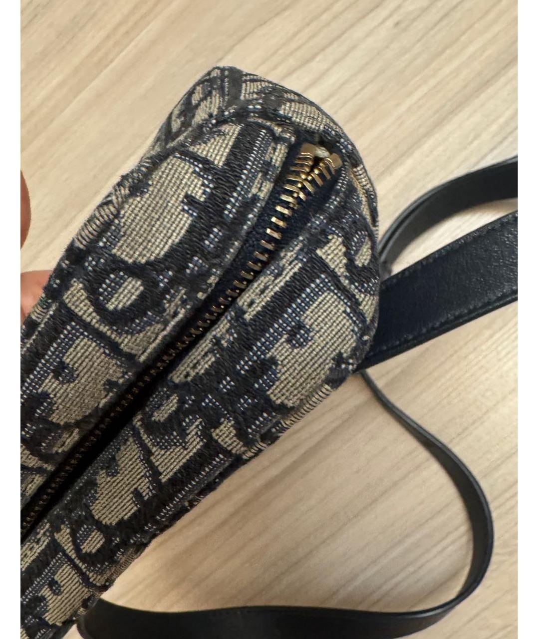 CHRISTIAN DIOR Темно-синяя жаккардовая поясная сумка, фото 5