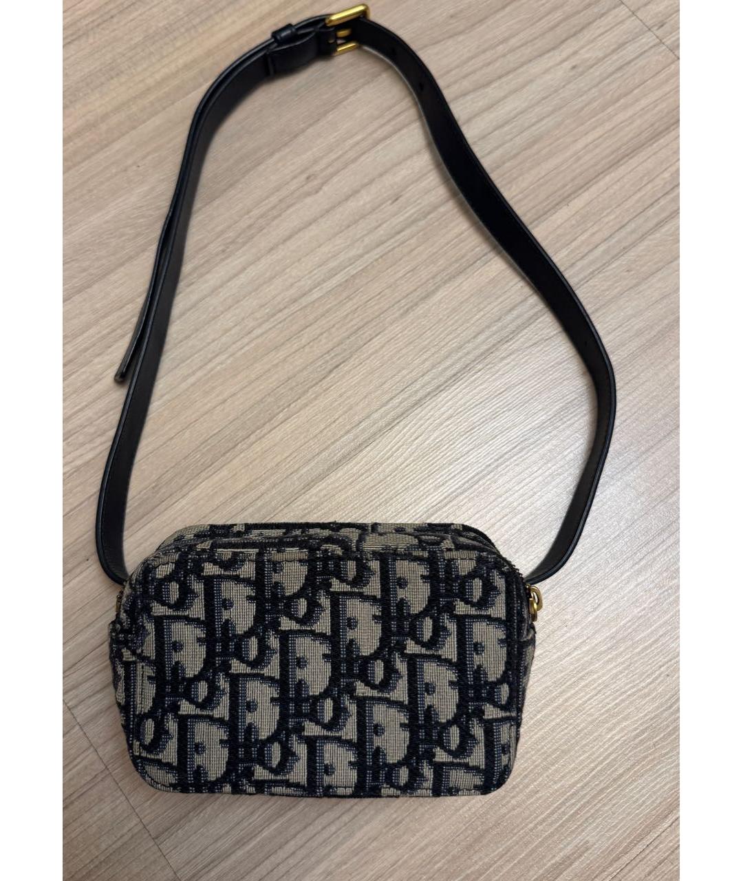 CHRISTIAN DIOR Темно-синяя жаккардовая поясная сумка, фото 8