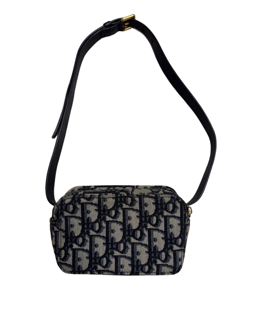 CHRISTIAN DIOR Темно-синяя жаккардовая поясная сумка, фото 1