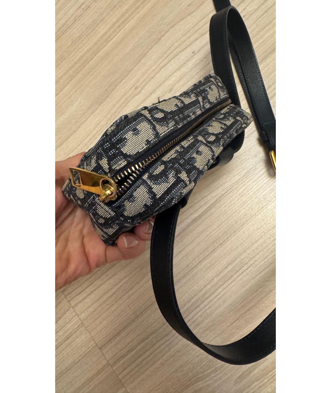 CHRISTIAN DIOR Темно-синяя жаккардовая поясная сумка, фото 6