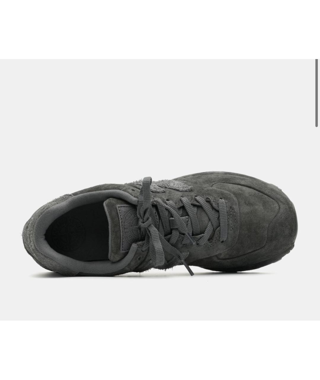 STONE ISLAND Антрацитовые замшевые низкие кроссовки / кеды, фото 2