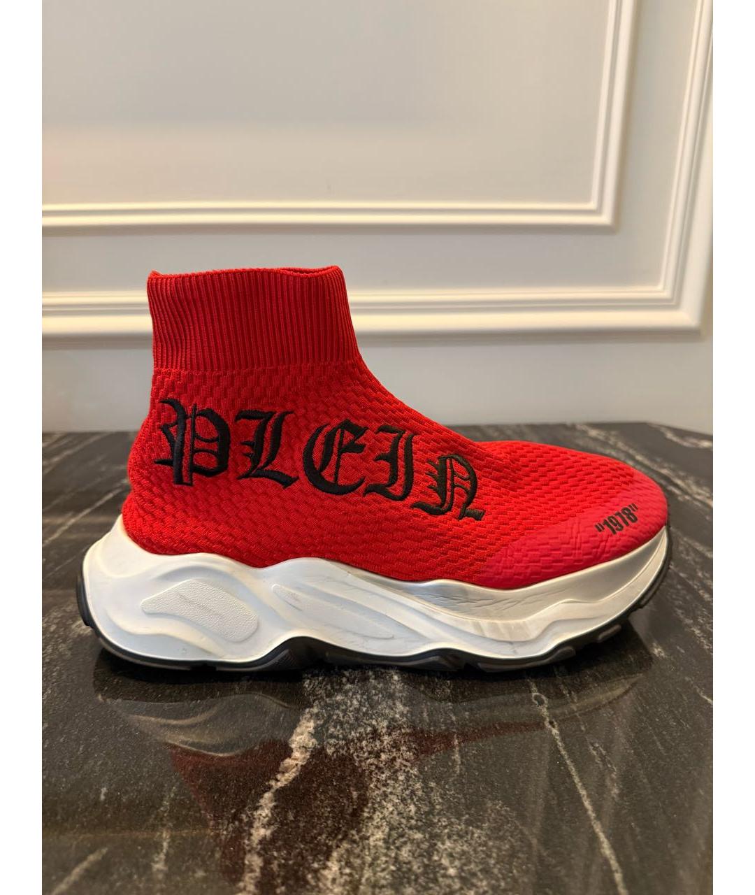 PHILIPP PLEIN Красные текстильные кроссовки, фото 6
