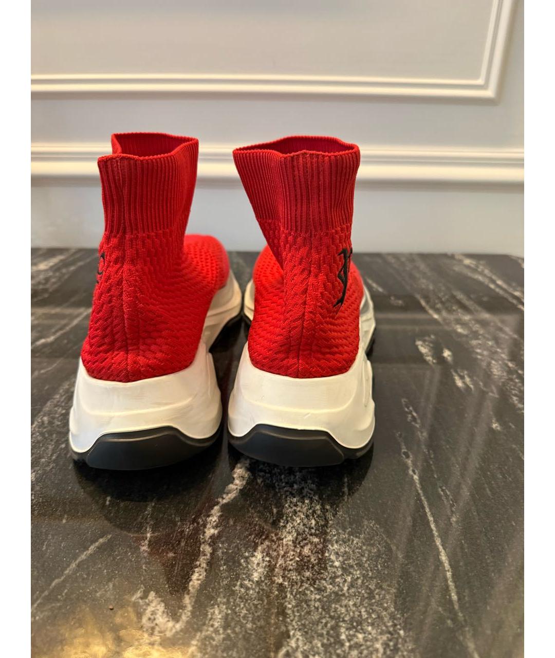 PHILIPP PLEIN Красные текстильные кроссовки, фото 4