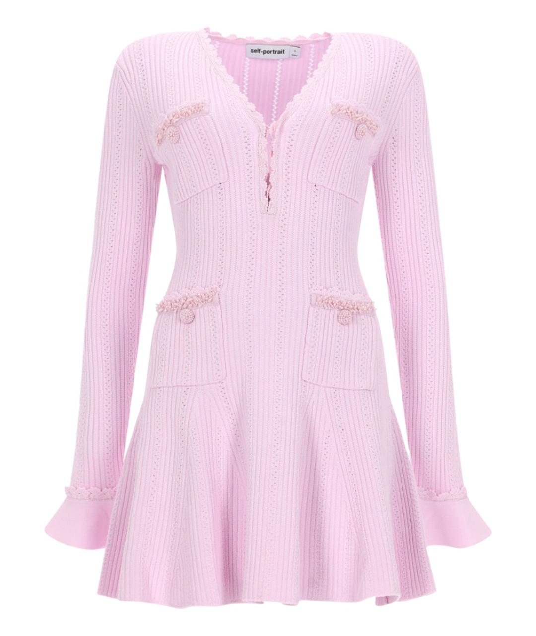SELF-PORTRAIT Розовое вискозное повседневное платье, фото 1