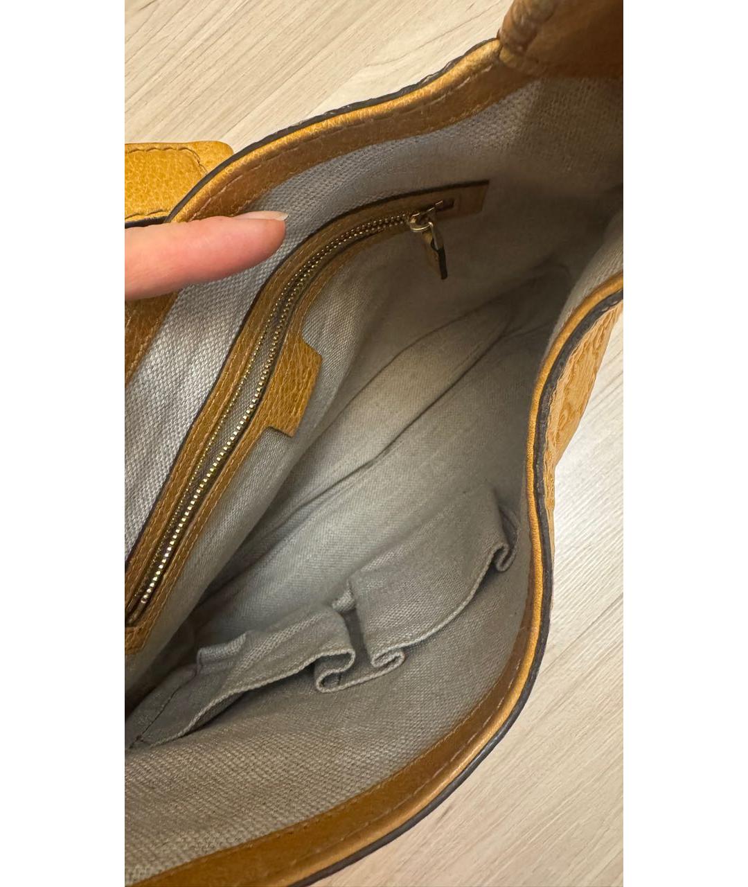 GUCCI Горчичная кожаная сумка с короткими ручками, фото 8