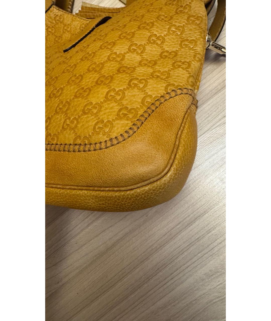 GUCCI Горчичная кожаная сумка с короткими ручками, фото 6