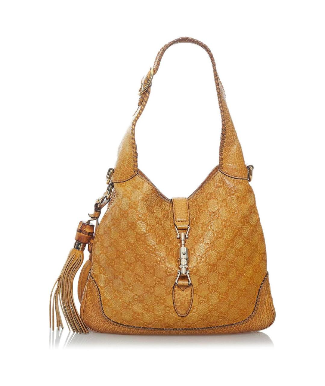 GUCCI Горчичная кожаная сумка с короткими ручками, фото 9