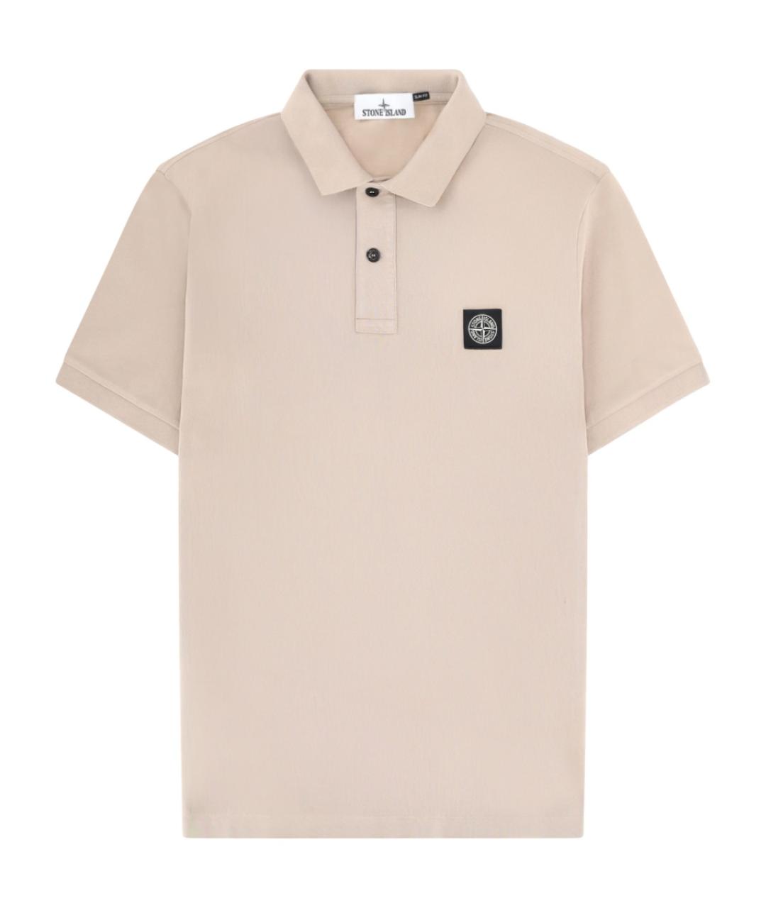 STONE ISLAND Бежевое хлопковое поло с коротким рукавом, фото 1