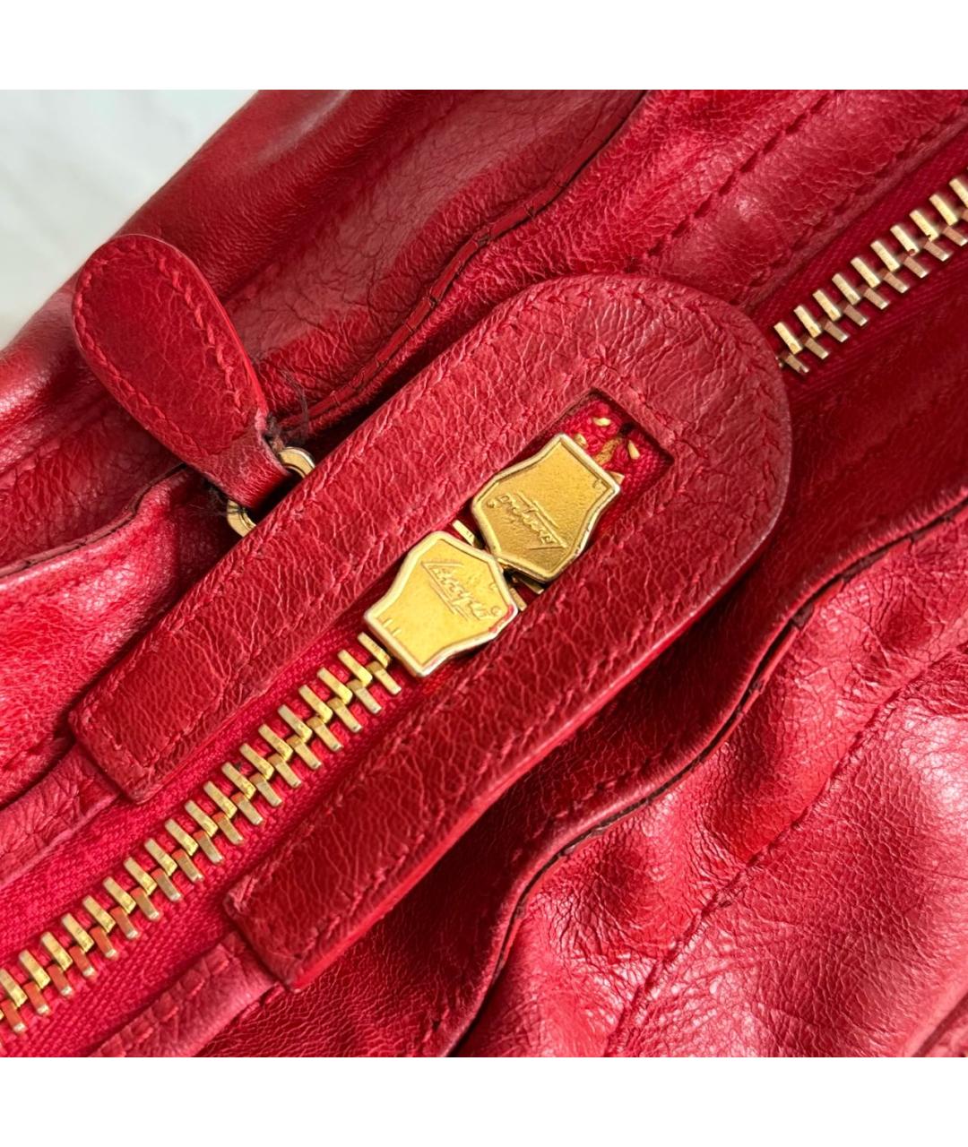 BALENCIAGA Красная кожаная сумка с короткими ручками, фото 4