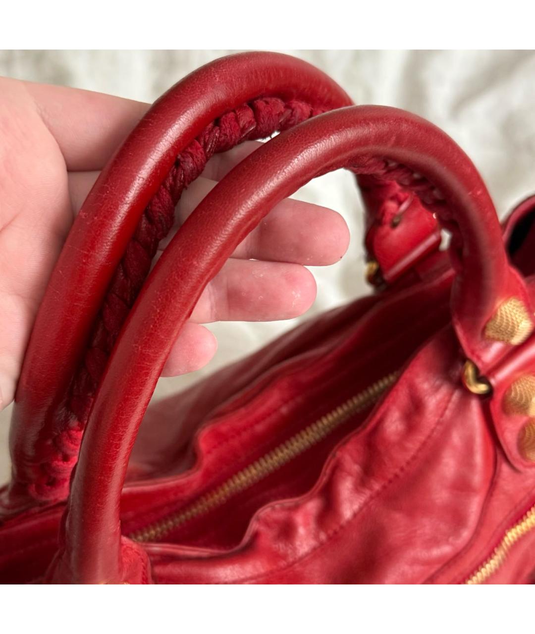 BALENCIAGA Красная кожаная сумка с короткими ручками, фото 3