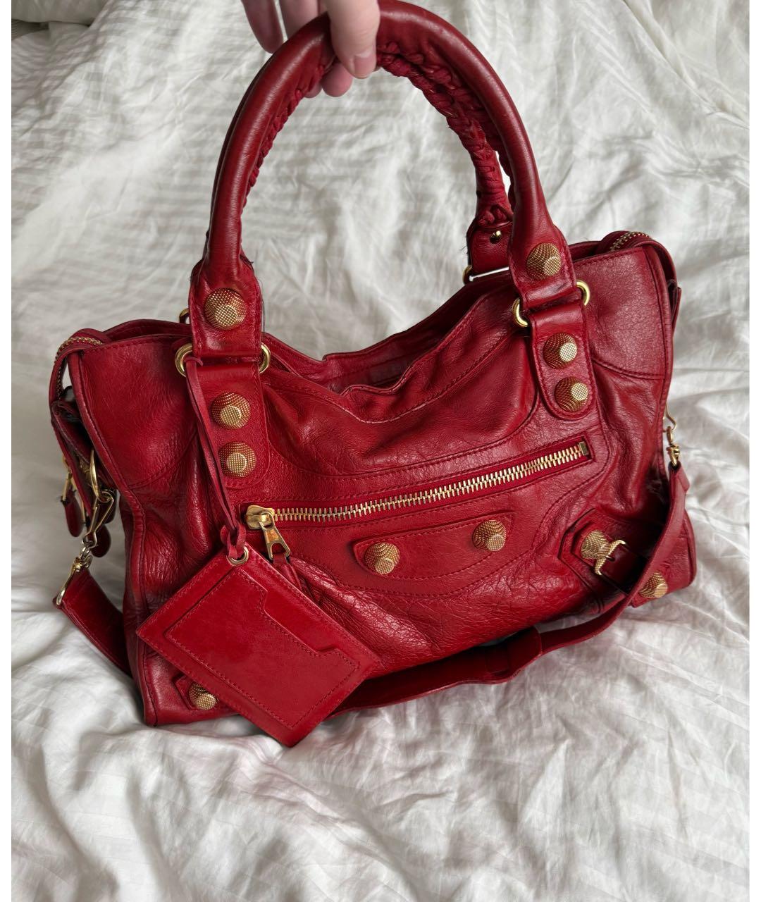 BALENCIAGA Красная кожаная сумка с короткими ручками, фото 8