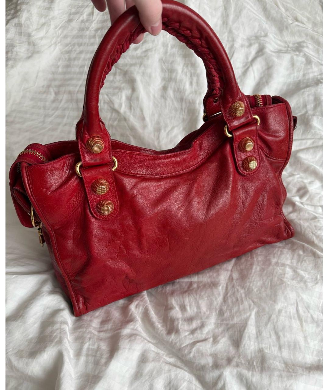 BALENCIAGA Красная кожаная сумка с короткими ручками, фото 2