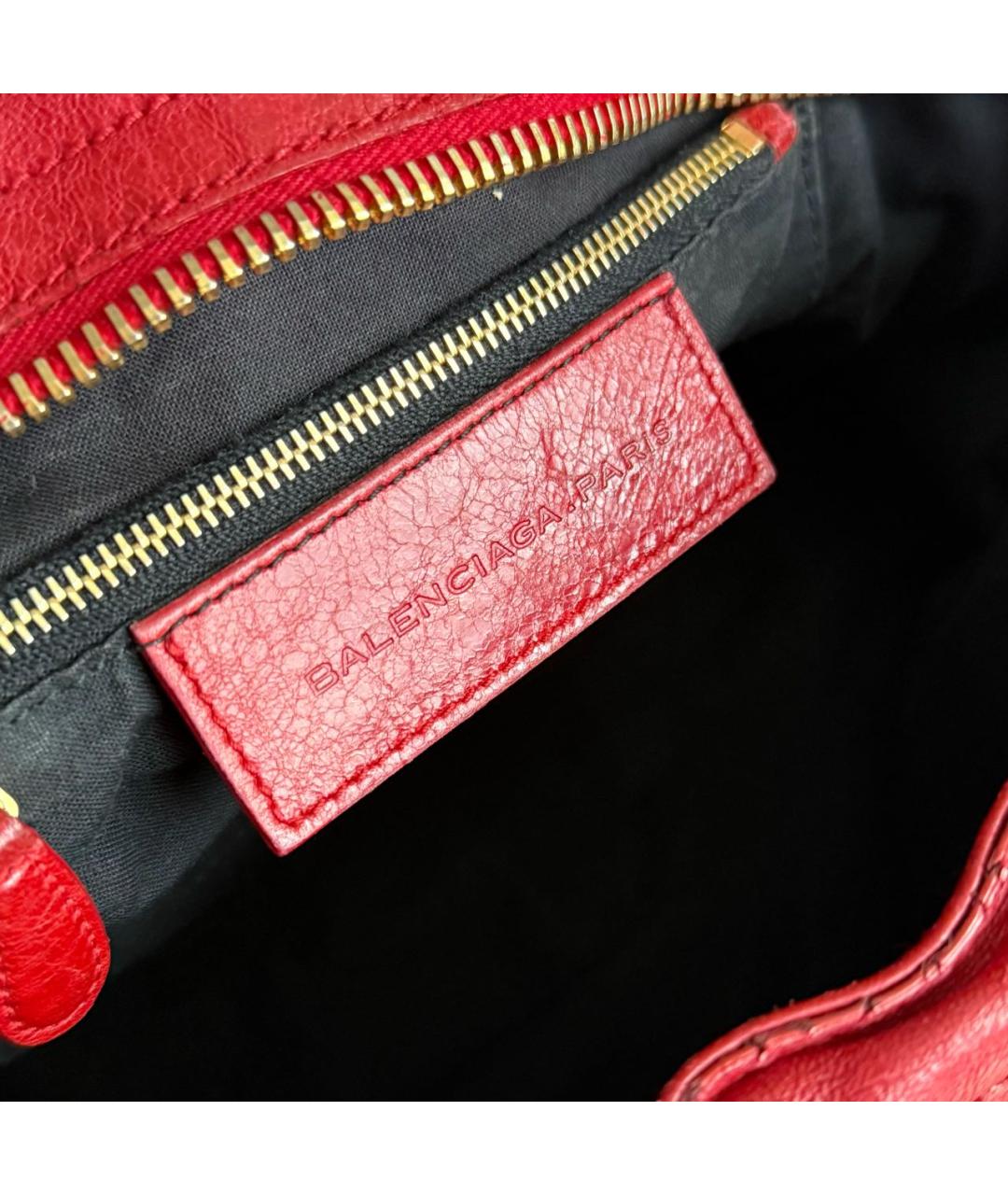 BALENCIAGA Красная кожаная сумка с короткими ручками, фото 5