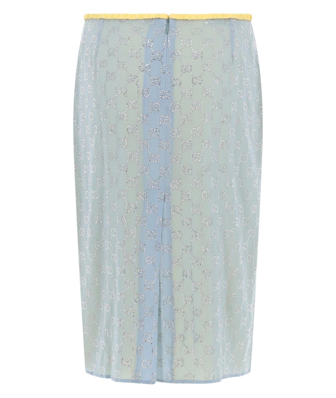 GUCCI Голубая шелковая юбка миди, фото 2