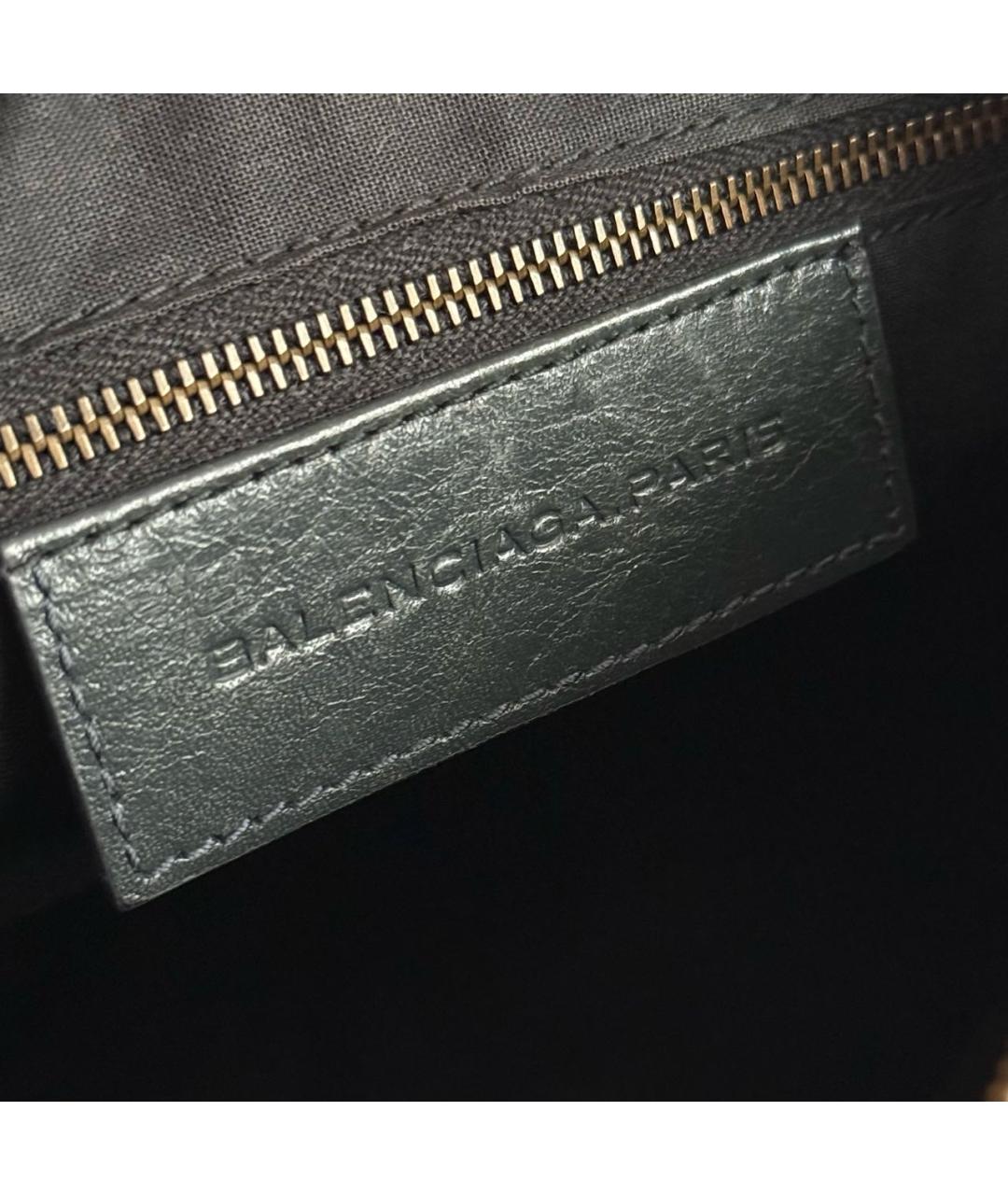 BALENCIAGA Антрацитовая кожаная сумка с короткими ручками, фото 4
