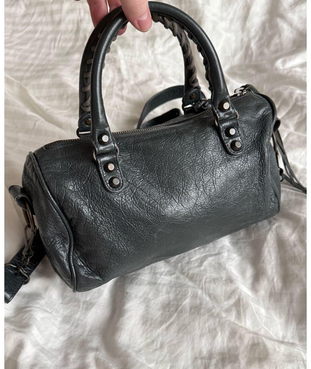 BALENCIAGA Антрацитовая кожаная сумка с короткими ручками, фото 2