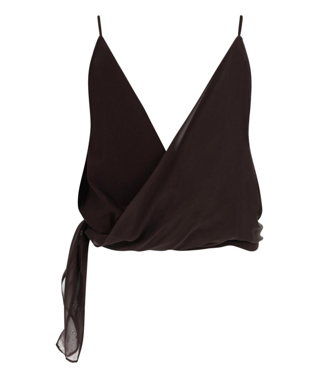 ALYSI Коричневая шелковая блузы, фото 2