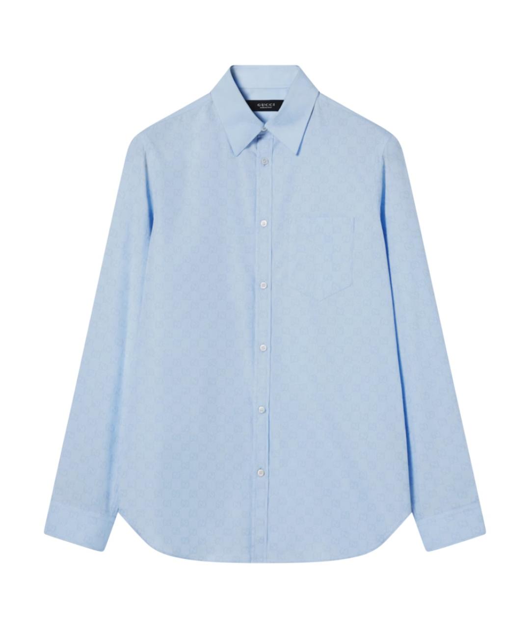 GUCCI Голубая хлопковая классическая рубашка, фото 1