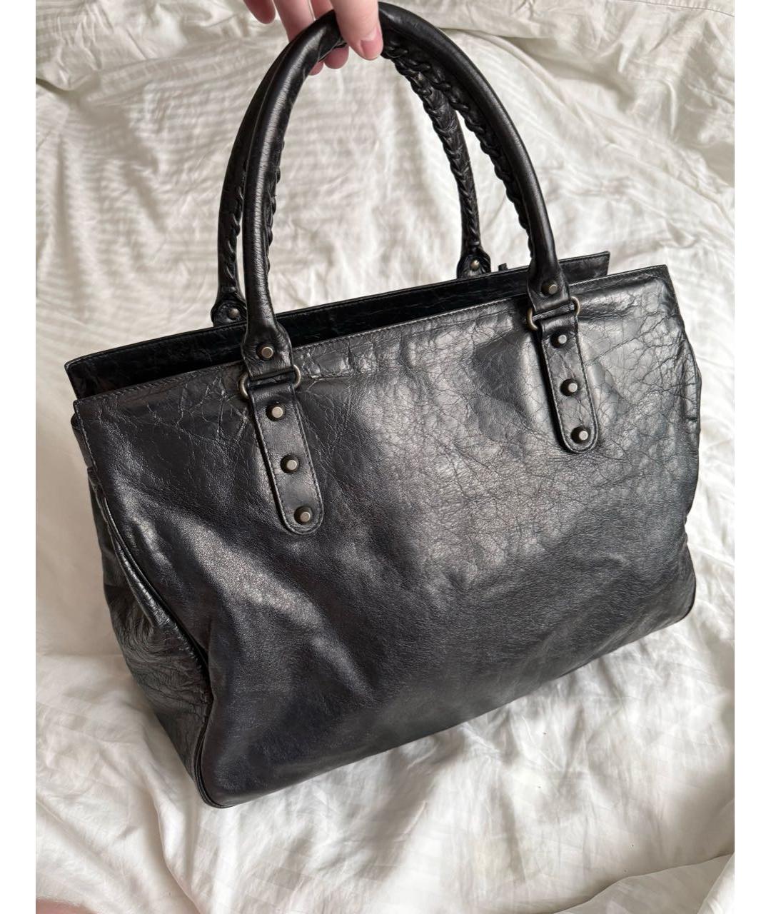 BALENCIAGA Черная кожаная сумка с короткими ручками, фото 2