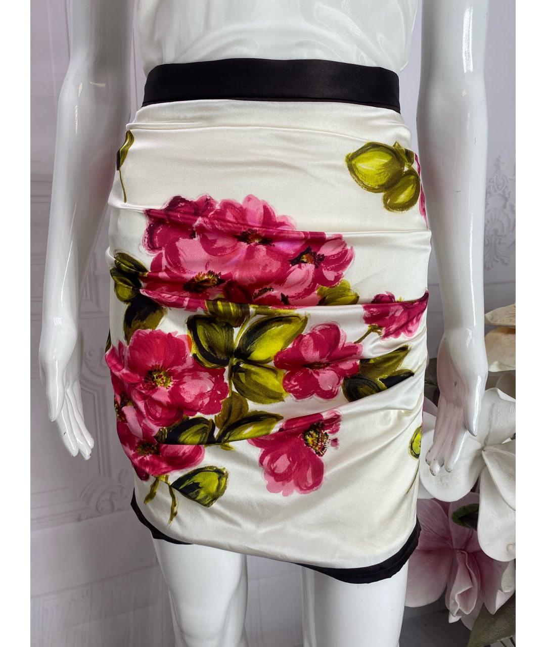 DOLCE&GABBANA Мульти шелковая юбка мини, фото 7