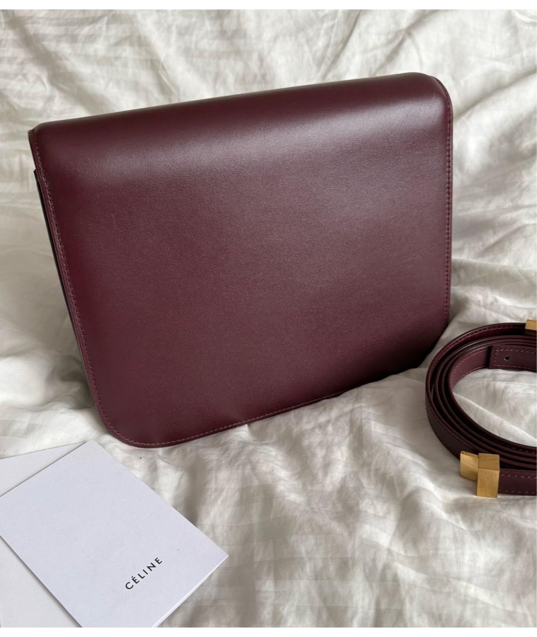 CELINE Бордовая кожаная сумка через плечо, фото 2