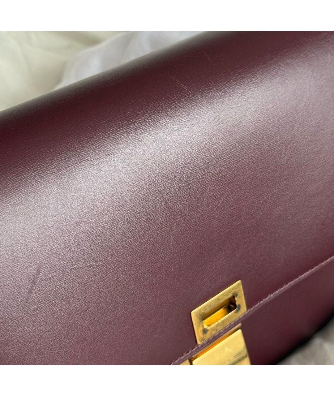 CELINE Бордовая кожаная сумка через плечо, фото 6