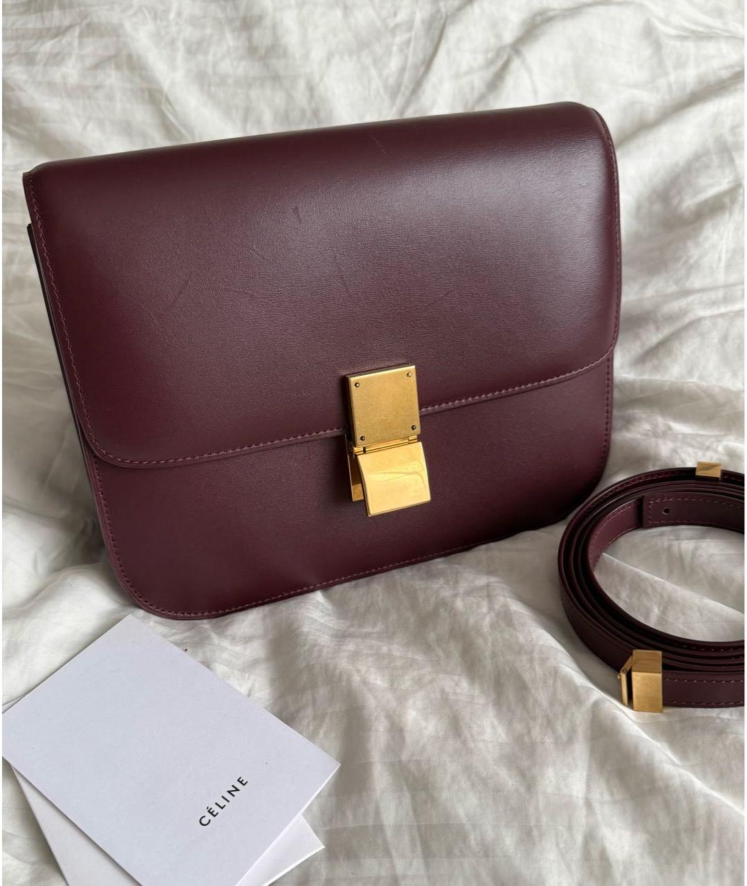 CELINE Бордовая кожаная сумка через плечо, фото 7
