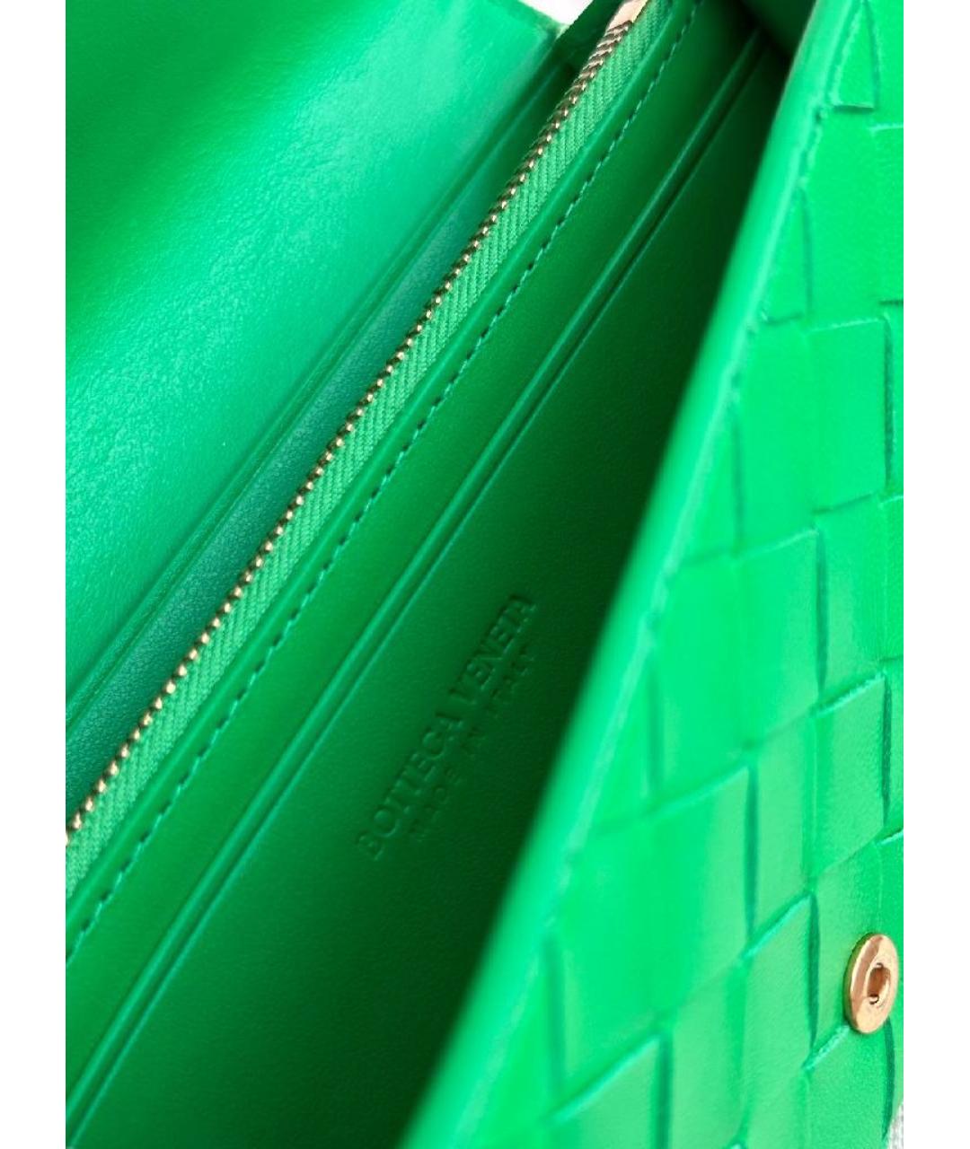 BOTTEGA VENETA Зеленый кожаный кошелек, фото 7