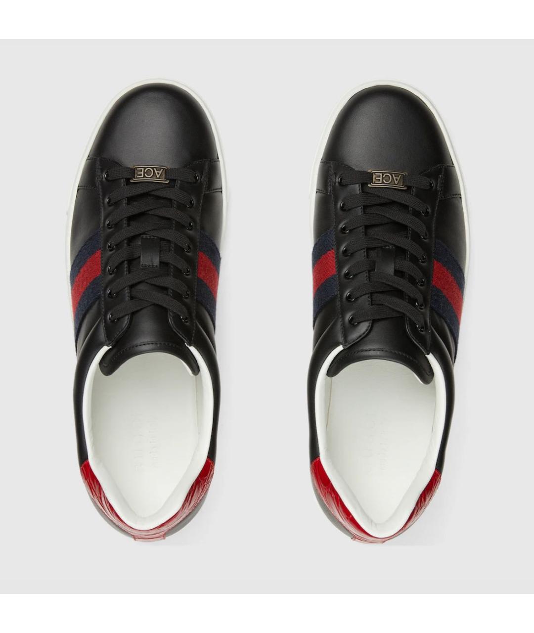 GUCCI Черные кожаные низкие кроссовки / кеды, фото 2