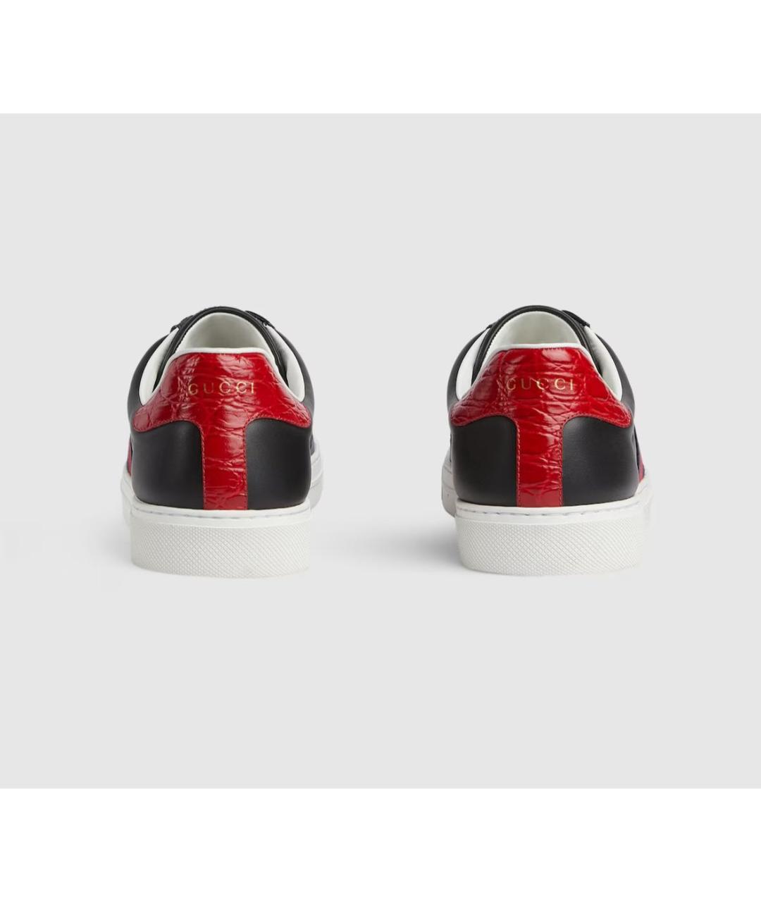 GUCCI Черные кожаные низкие кроссовки / кеды, фото 3