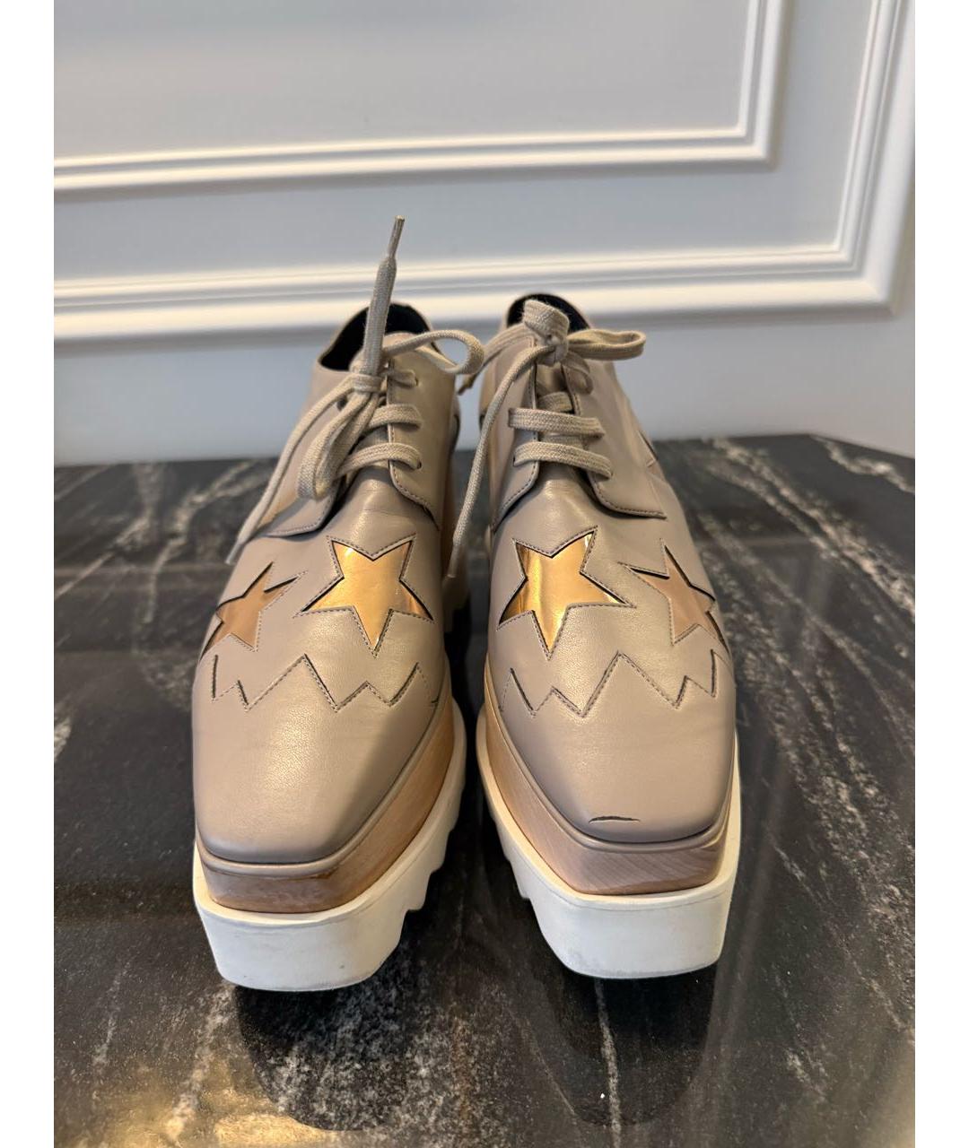 STELLA MCCARTNEY Бежевые кожаные брогги и оксфорды, фото 3