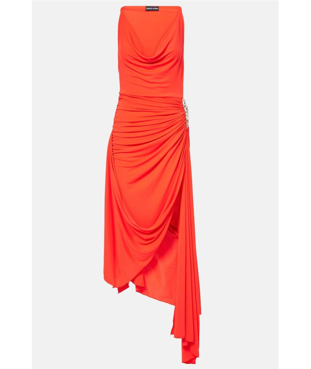 DAVID KOMA Красное полиэстеровое коктейльное платье, фото 6