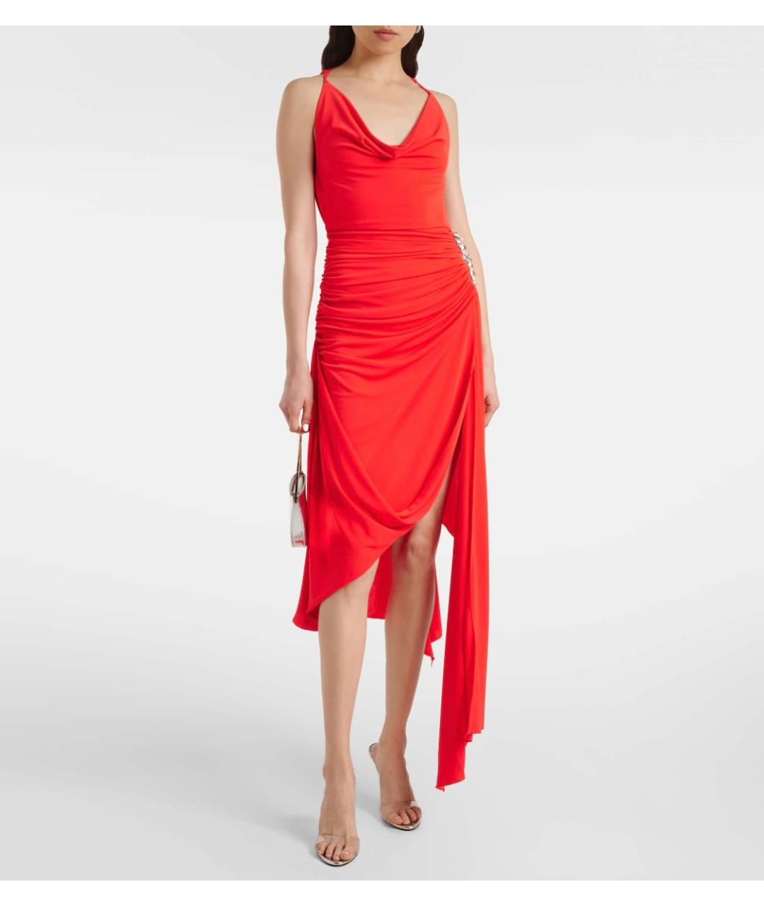 DAVID KOMA Красное полиэстеровое коктейльное платье, фото 2
