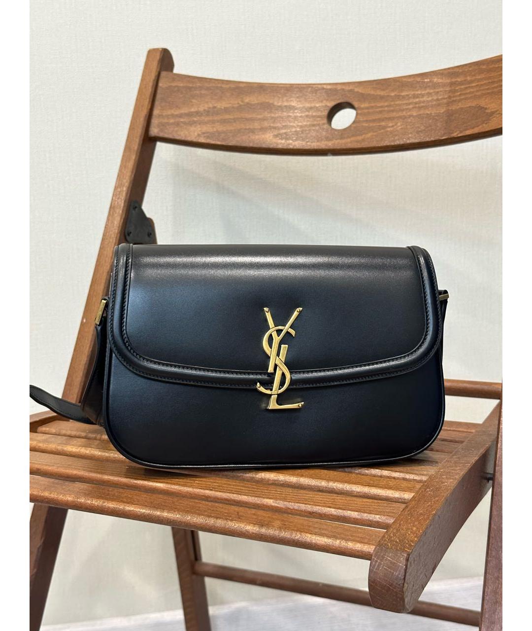 SAINT LAURENT Черная кожаная сумка через плечо, фото 6