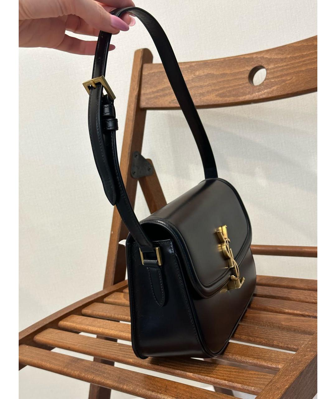 SAINT LAURENT Черная кожаная сумка через плечо, фото 4