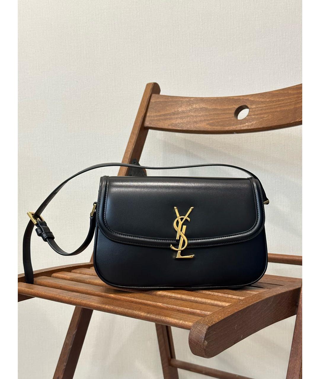 SAINT LAURENT Черная кожаная сумка через плечо, фото 2