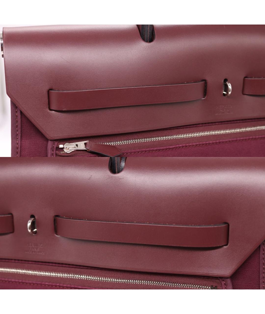 HERMES Бордовая тканевая сумка через плечо, фото 8