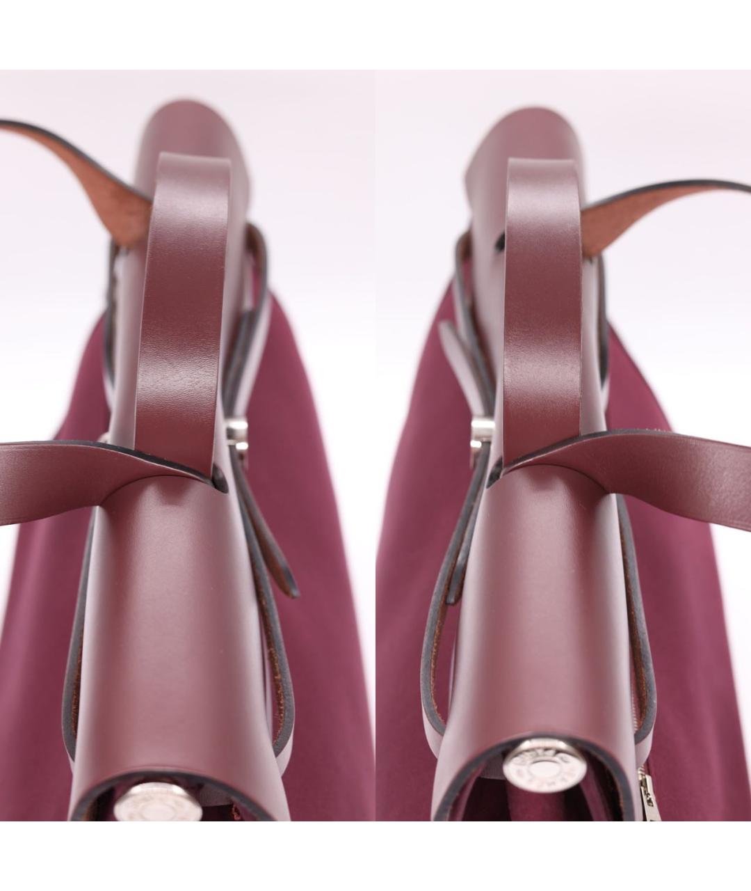 HERMES Бордовая тканевая сумка через плечо, фото 4