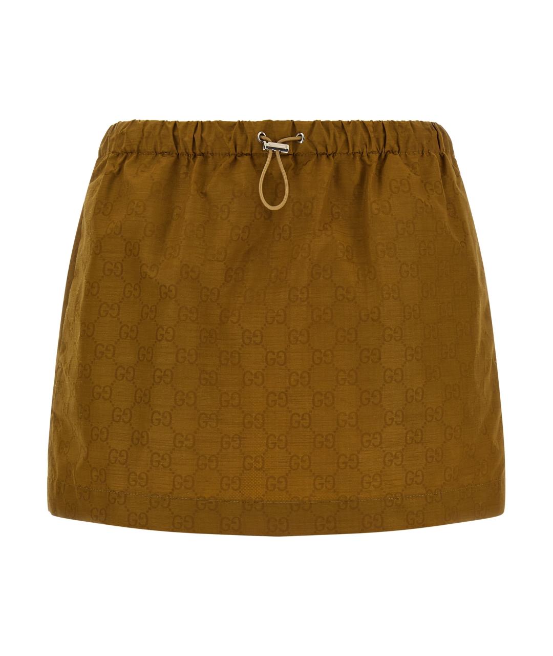 GUCCI Коричневая полиамидовая юбка мини, фото 1