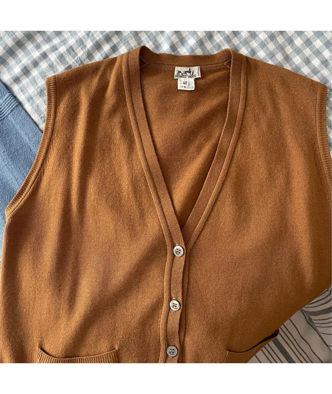 HERMES Бежевая кашемировая жилетка, фото 6