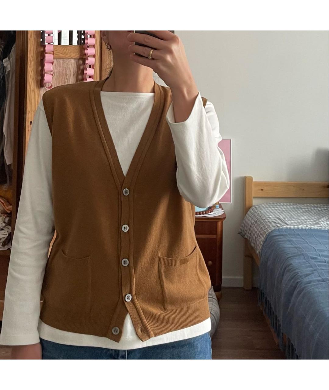 HERMES Бежевая кашемировая жилетка, фото 5