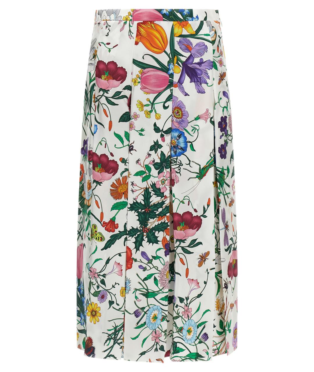 GUCCI Мульти шелковая юбка миди, фото 1