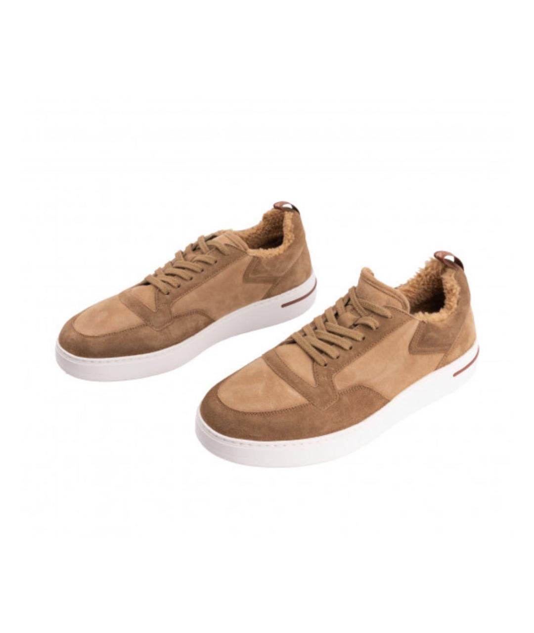 LORO PIANA Оранжевое замшевые низкие кроссовки / кеды, фото 2