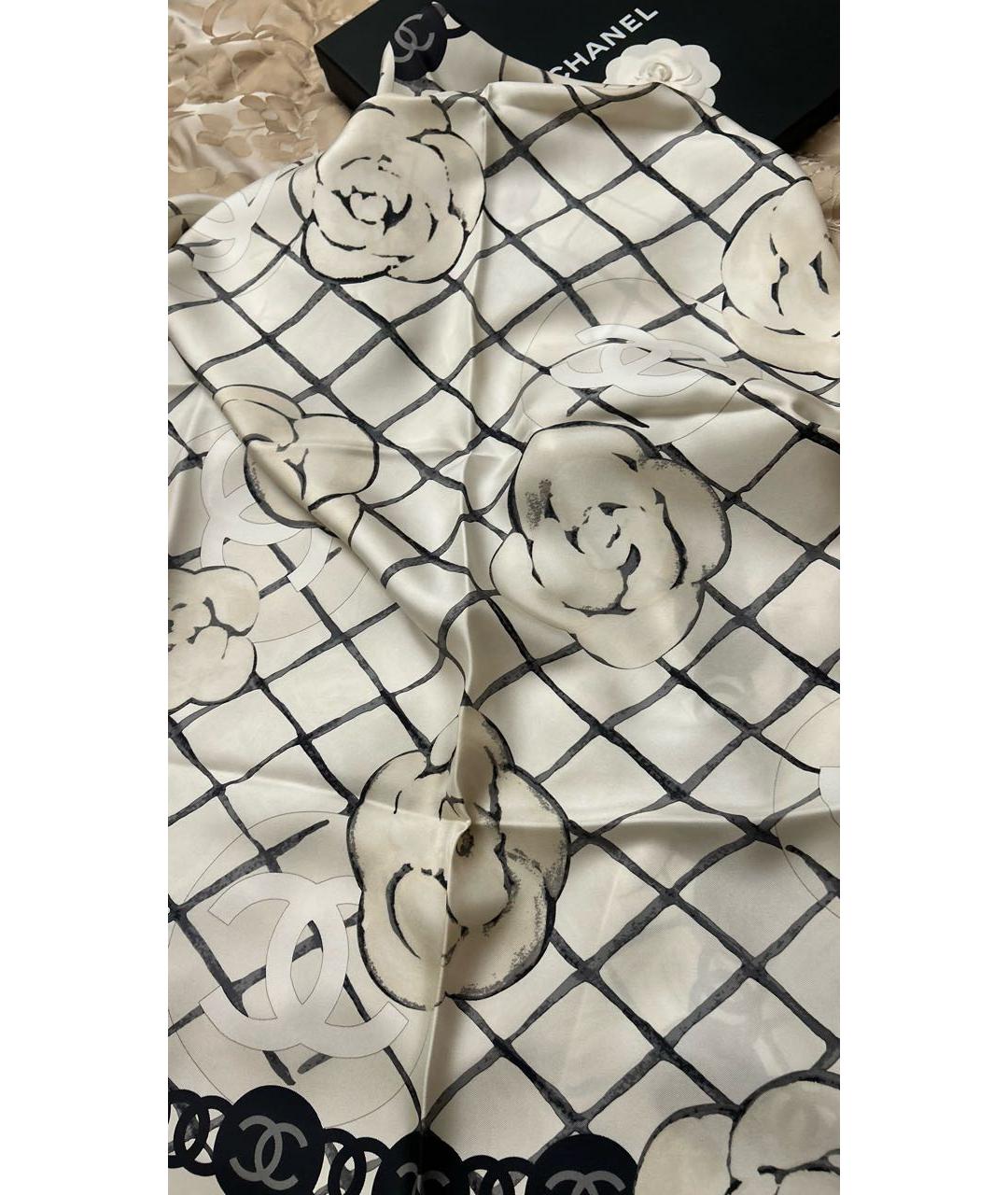 CHANEL Белый шелковый платок, фото 6
