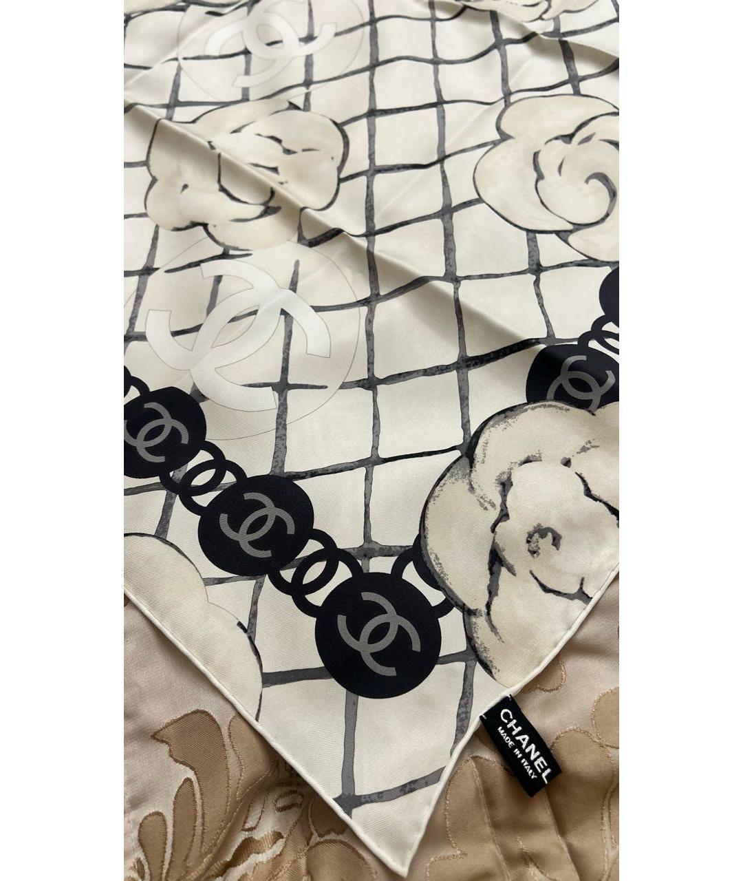 CHANEL Белый шелковый платок, фото 8