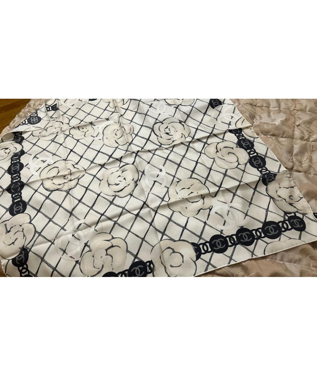 CHANEL Белый шелковый платок, фото 2