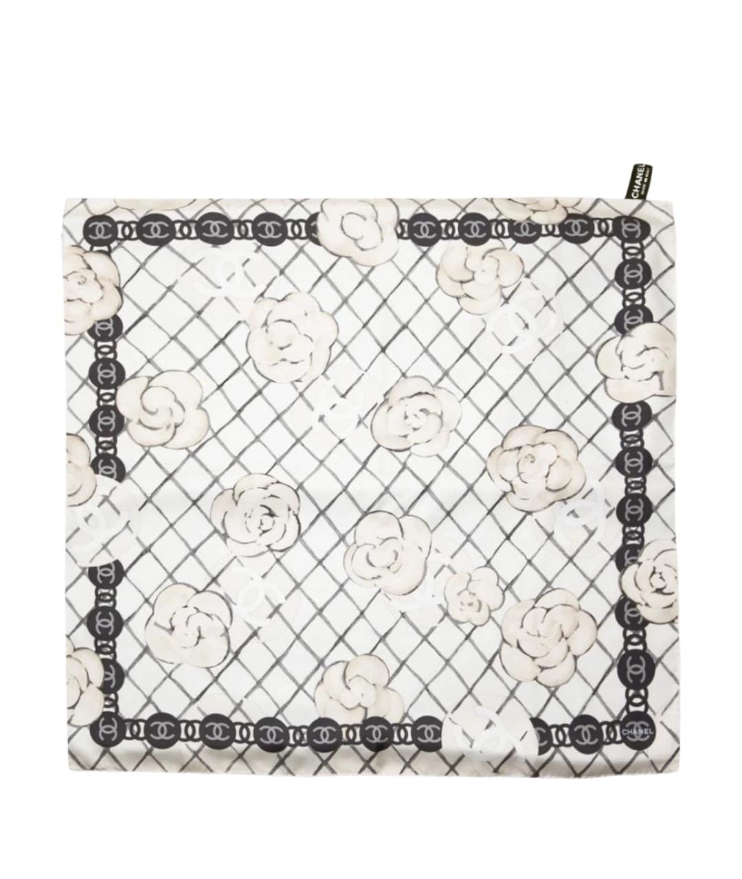 CHANEL Белый шелковый платок, фото 1